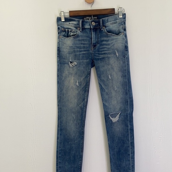 Express - Distressed Stonewashed Ankle Legging MIA Mid Rise Size 0R - Picture 5 of 12
